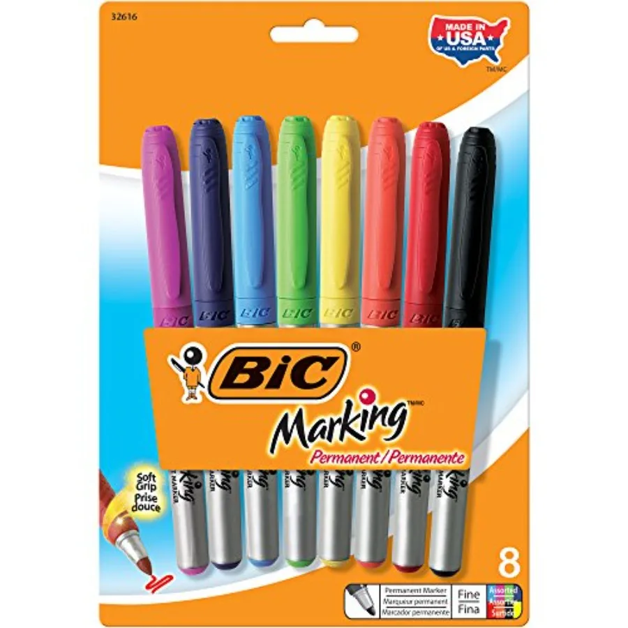 

BIC Mark-It Permanent Markers Color Collection, Fine Point, Assorted, 8 ct
