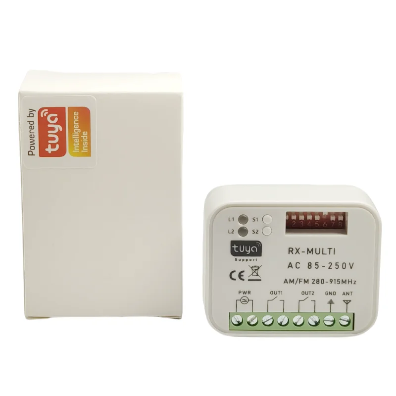 TUYA WIFI 300-868MHz Universal 2 Channel 9-30V Rolling and Fixed Code Garage Door Remote Receiver