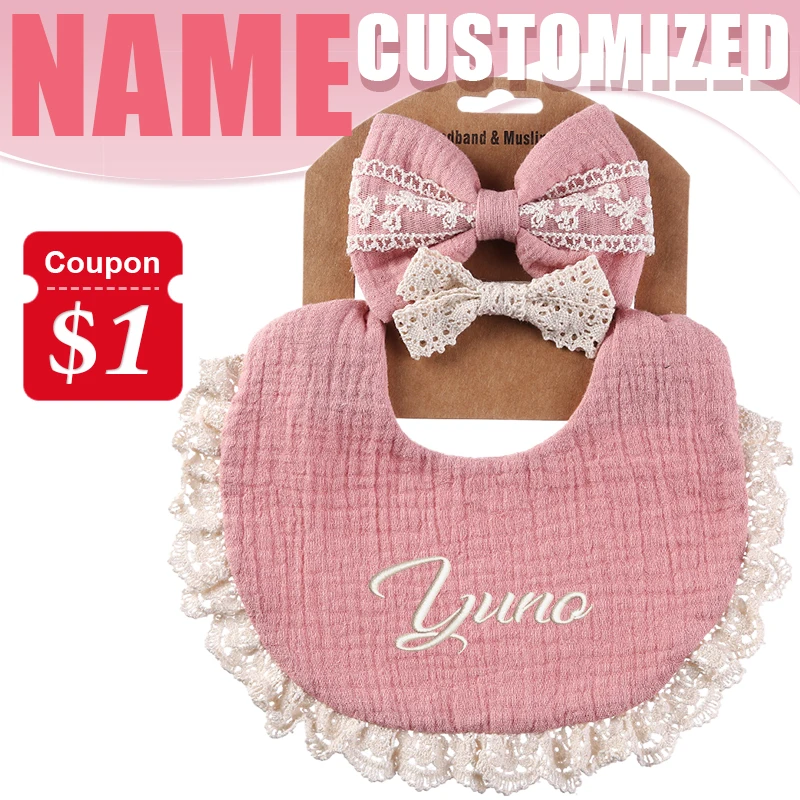 3Pcs Personalized Baby Bib Cotton Kids Feeding Drool Saliva Towel Newborn Shower Gift  Custom Baby Bib Gift