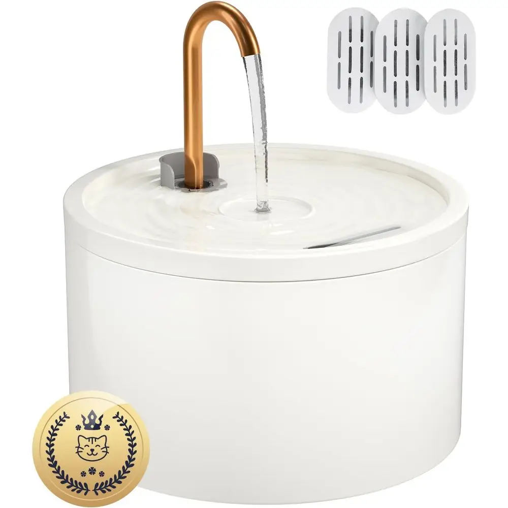 

Автоматический фонтанчик для воды для домашних животных 2,1 л, для использования в помещении, с ультратихим насосом, 3 фильтра и губка для очистки (белый)