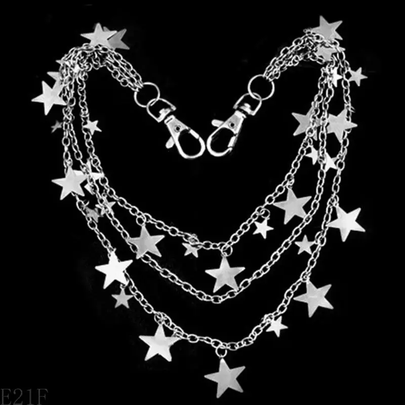 

E21F Waist Chain Men Women Jean Silver Clothing Accessory Double Lobster Clasp