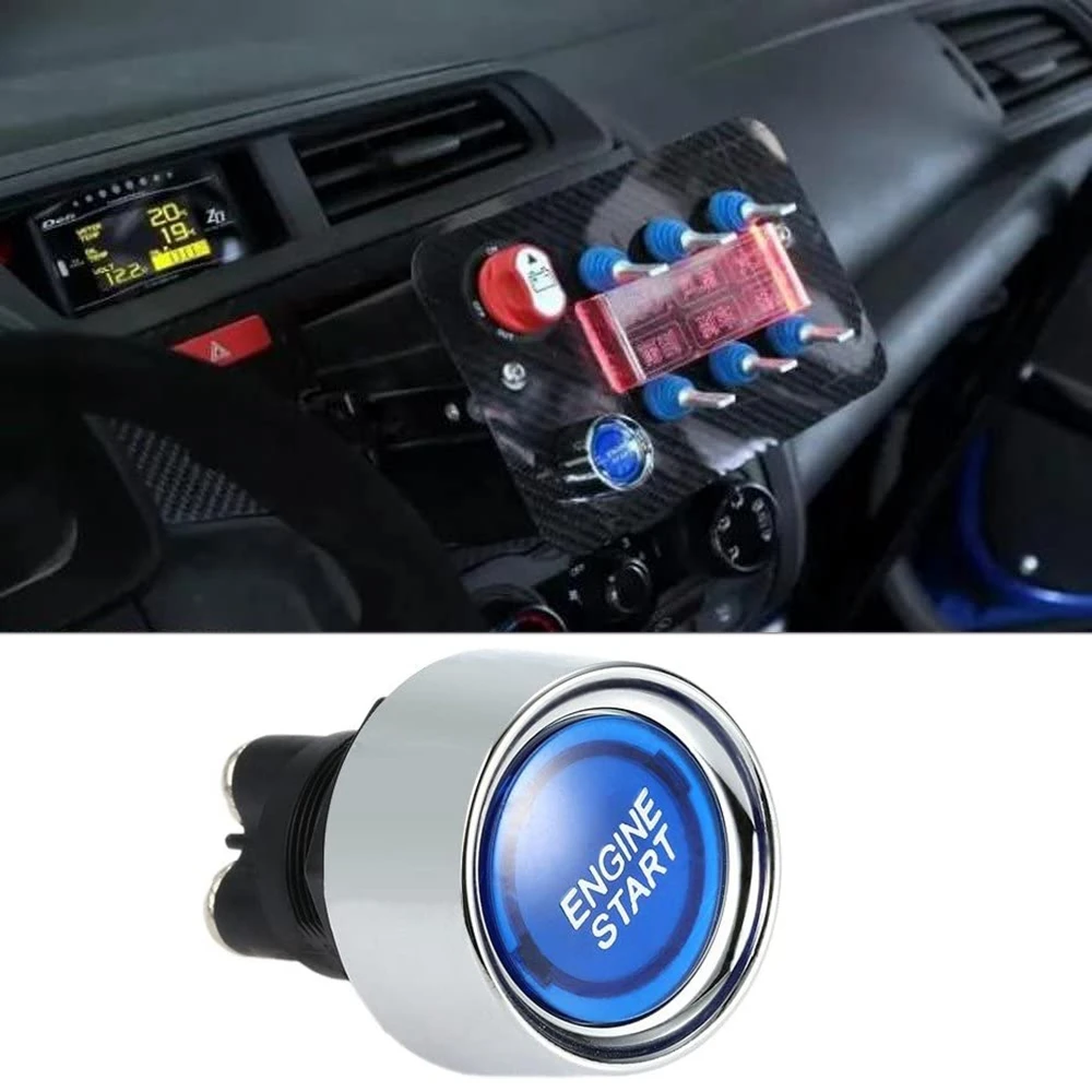 Engine Button Car DC 12V 24V Blue Car Start Engine Button Light Switch Button Start Ignition Switch for Racing-Blue