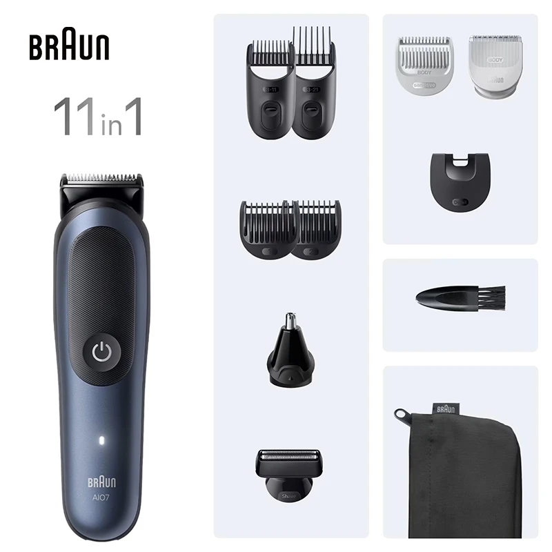 Braun Hair Clipper Series 7 AIO7540 Multi-Grooming Kit 11-in-1 Autosense ProBlade Precision Blade Waterproof 120Min Runtime