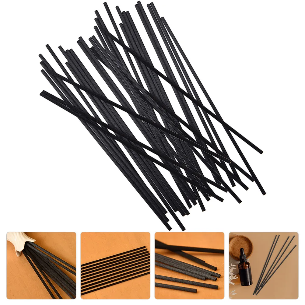 60pcs Black 3mm 25cm Aromatherapy Sticks Oil Diffuser Fiber Wands Home Scent Volatile Rods Perfume Accessories Aroma Supplies
