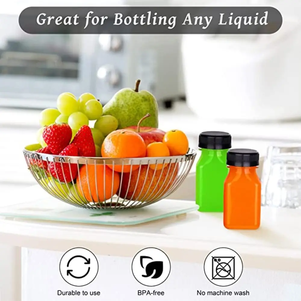 4 Pcs New Plastic Juice Bottles 120ML/150ML Tamper Proof Lids Square Bottle Reusable Empty Split Beverage Bottle Juice