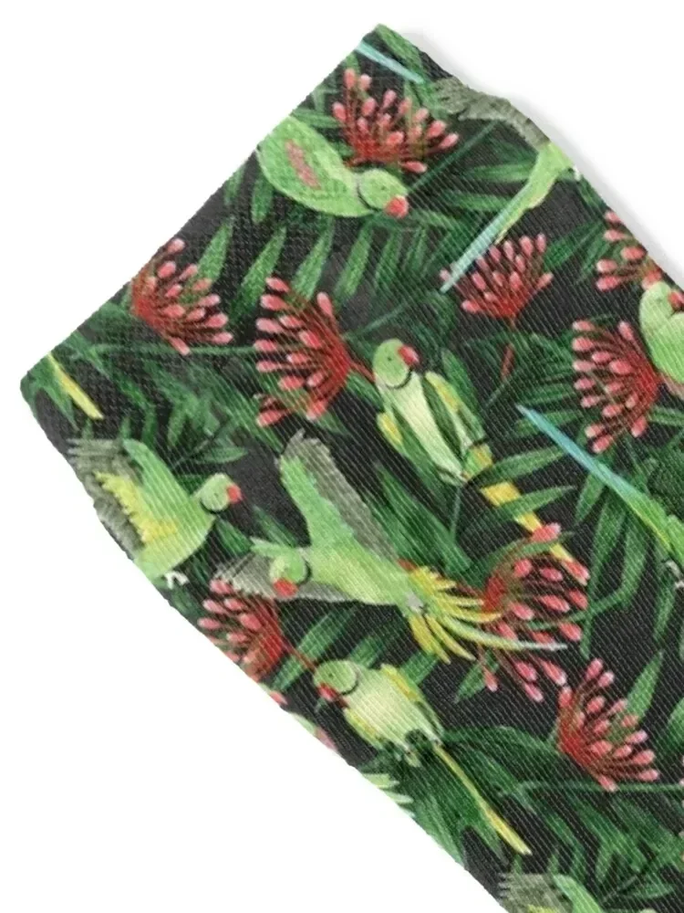 Tropical Watercolour Ring-neck Parrots Socks summer sheer hiking Socks For Women Men's