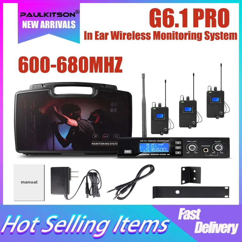 

G6.1PRO Стерео Беспроводная система внутриканального монитора 24-битный цифровой процессор DSP Аудио-наушники для сценических певцов