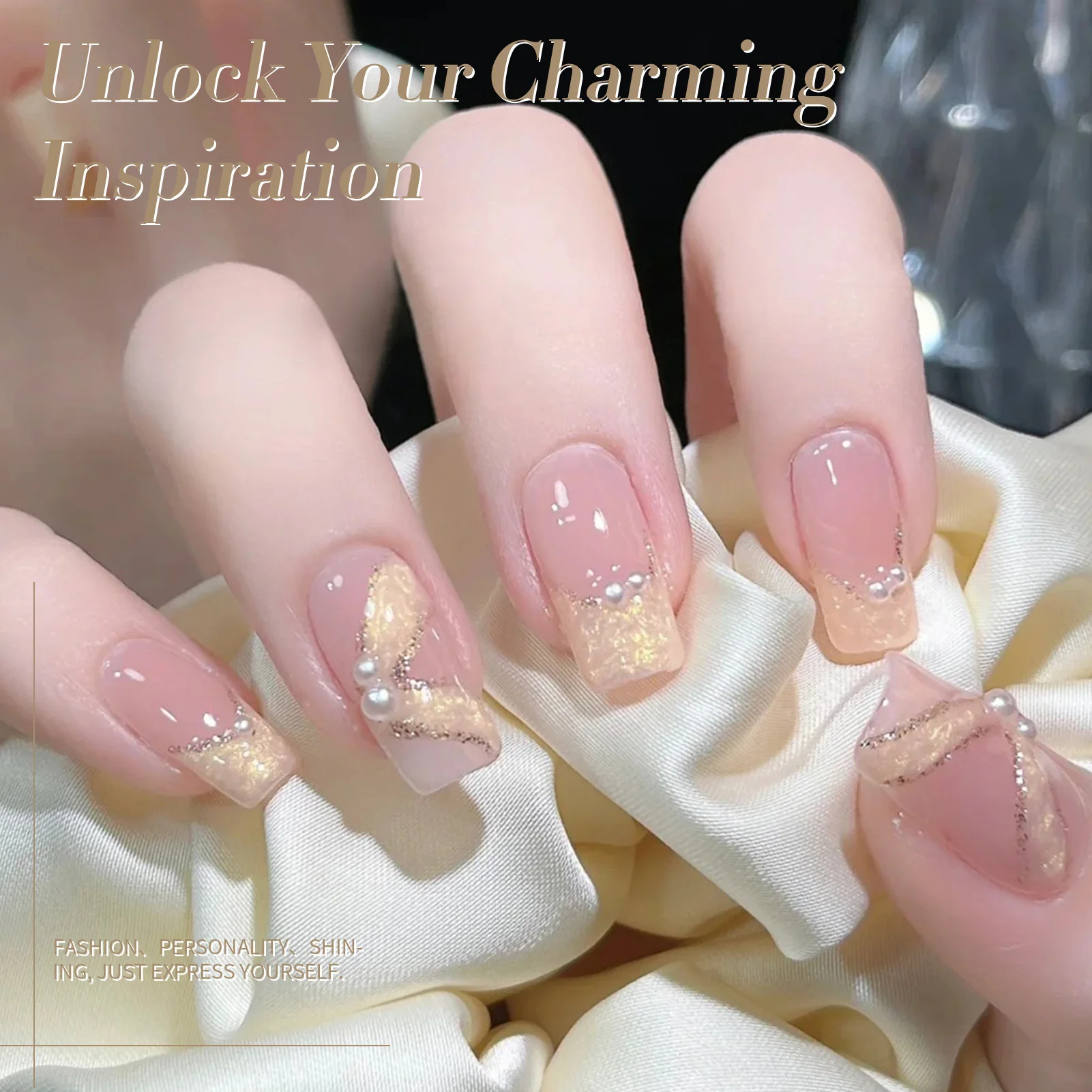 BORN PRETTY Pearl Gel Nail Polish Set Glitter Silk 6 Colors Pastel Pink Colors Shining Shell Swirl Thread Effect Soak Off UV LED