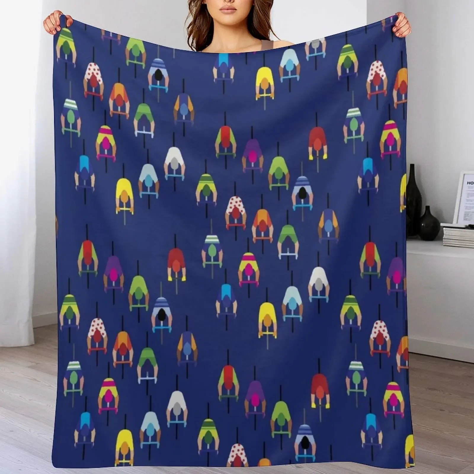 

The Peloton Cyclists a navy blue Throw Blanket decorative Travel Blankets