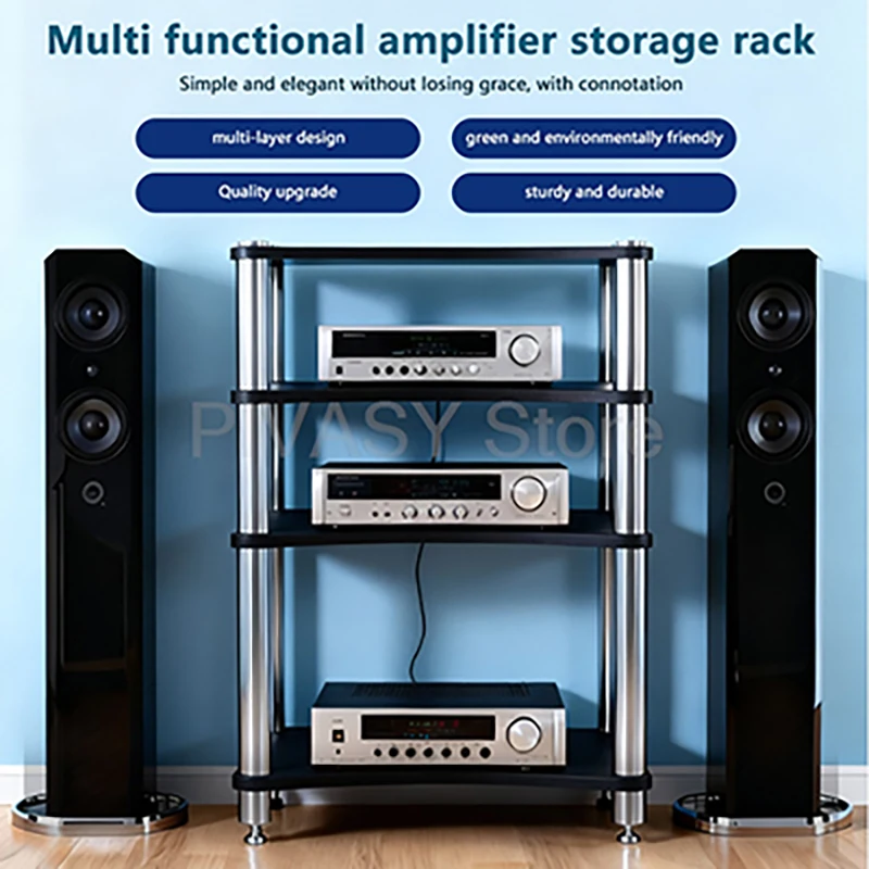 Estante para amplificadores LBE/nivel de 40kg, soporte para altavoz SUS304, gabinete de almacenamiento de Audio de 1-4 niveles con picos antivibración para cine en casa de DJ