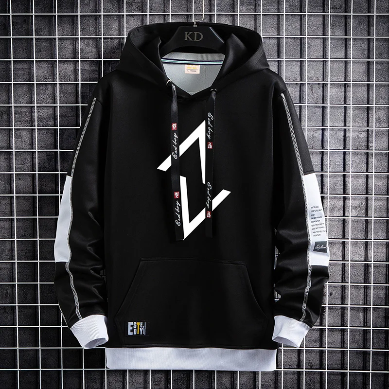 

Fashion Men's Spring Autumn Hoodies Sports Outdoor Loose Hooded Sweatshirts Hip Hop Streetwear Pullover Youth Top Hoody Clothing