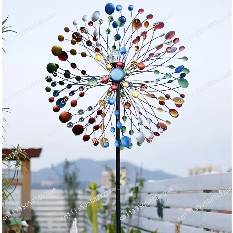 Enchanting Courtyard Sunflower Windmill Vibrant Iron Art Hand-painted Spinner Decorative Garden Ground Stake Climbing Support