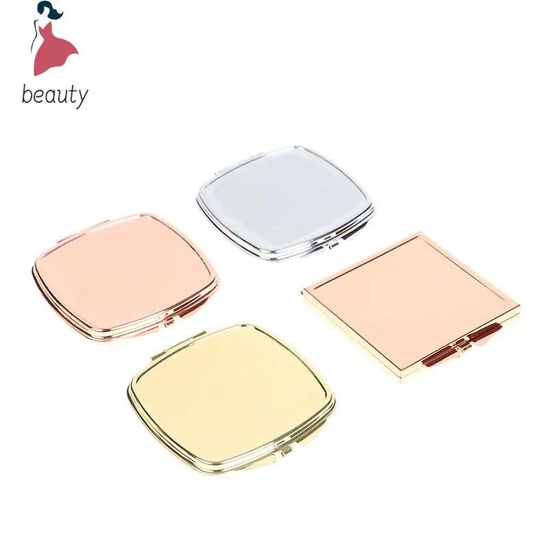 Miroir de Poche Pliable en Acier Inoxydable, Accessoire de miles Compact, Carré, en Métal, pour Maquillage, Cosmétique, 1 Pièce