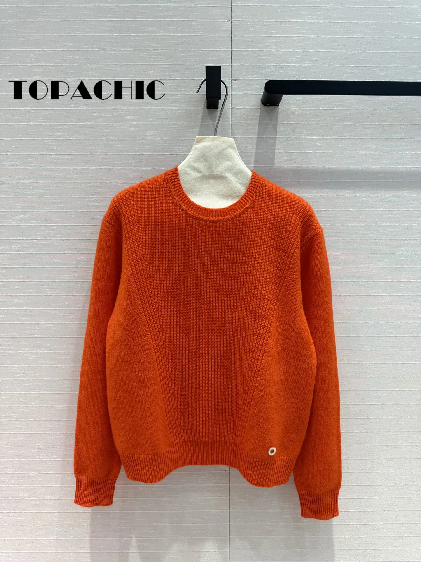 7.15 TOPACHIC-Women 100% Cashmere Ribbed Knit Simple All-matches Loose Sweater Classic O-Neck Long Sleeve Pullover Jumpers