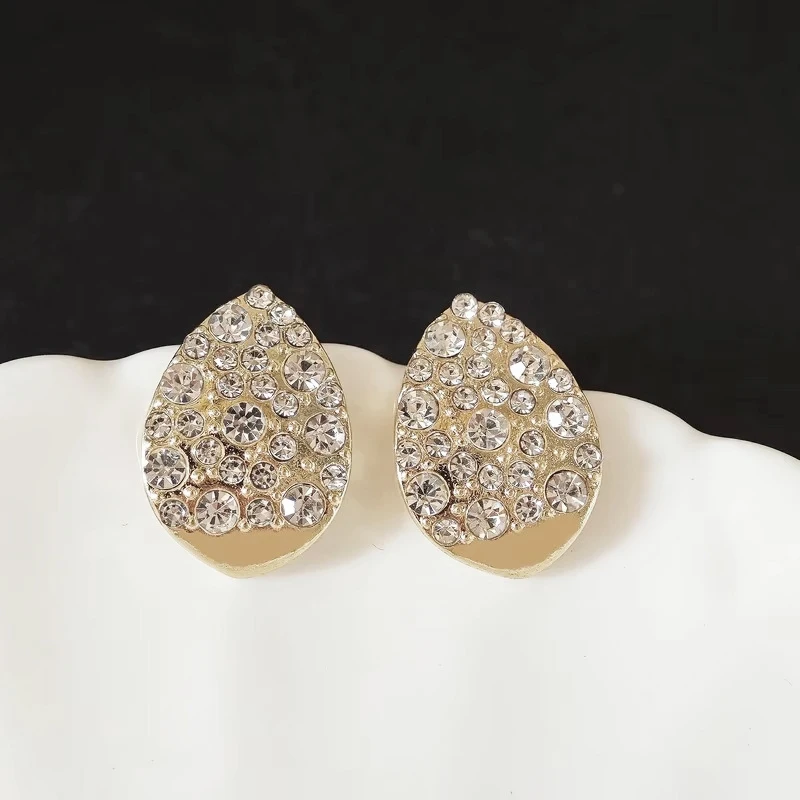 2024 New Water Drop Stud Earrings for Women Full Crystal Geometry Luxury Wedding Ear Jewelry Exquisite Small Earrings brincos