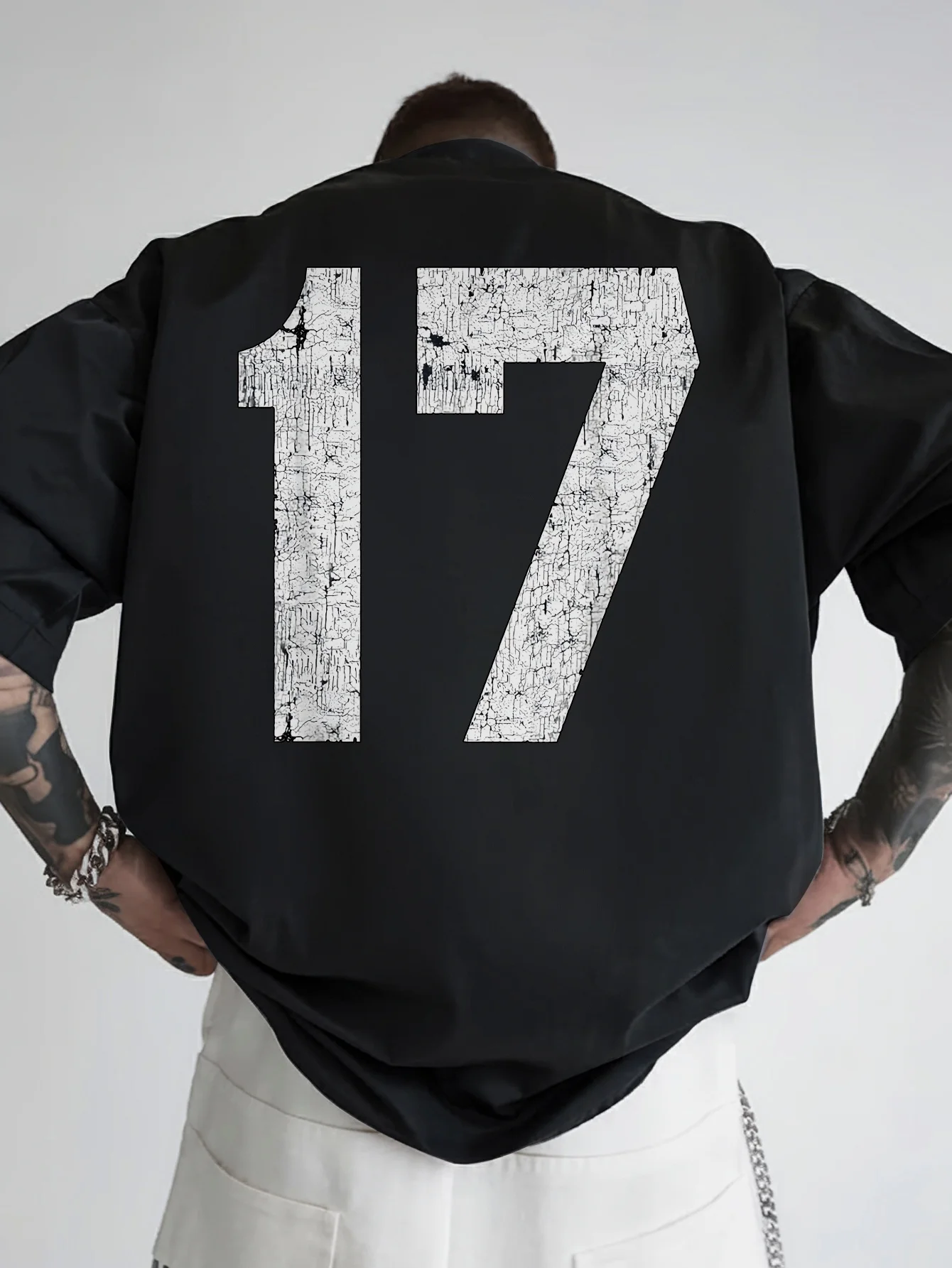 Vintage Number 17 Letter Men Harajuku T Shirt Cotton Tee Women Oversized Loose Streetwear Summer Novelty Top Harajuku Breathable