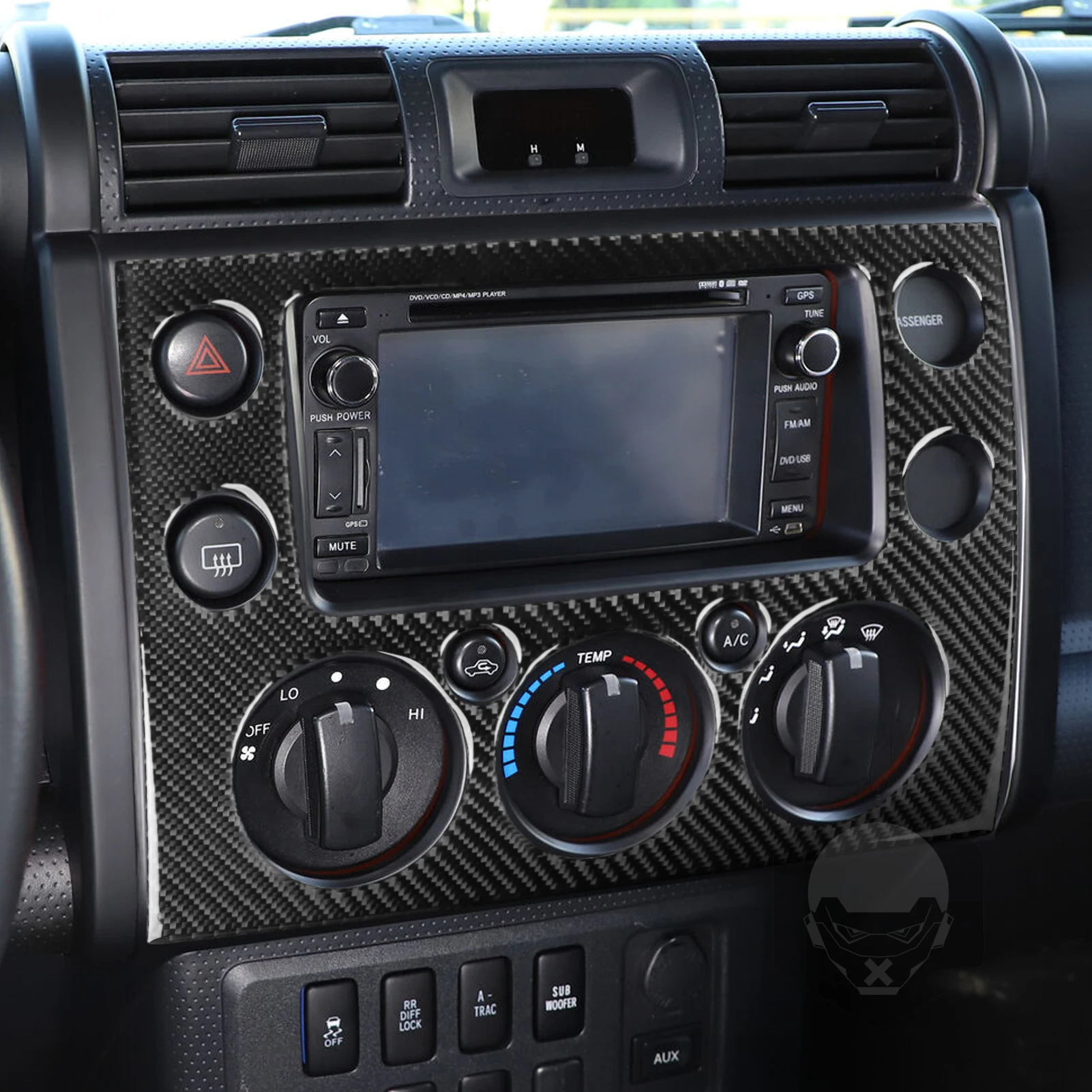 Real Carbon Fiber Car Accessories Center Climate Control Decorative Trim Cover Soft Sticker For Toyota FJ Cruiser 2007-2021