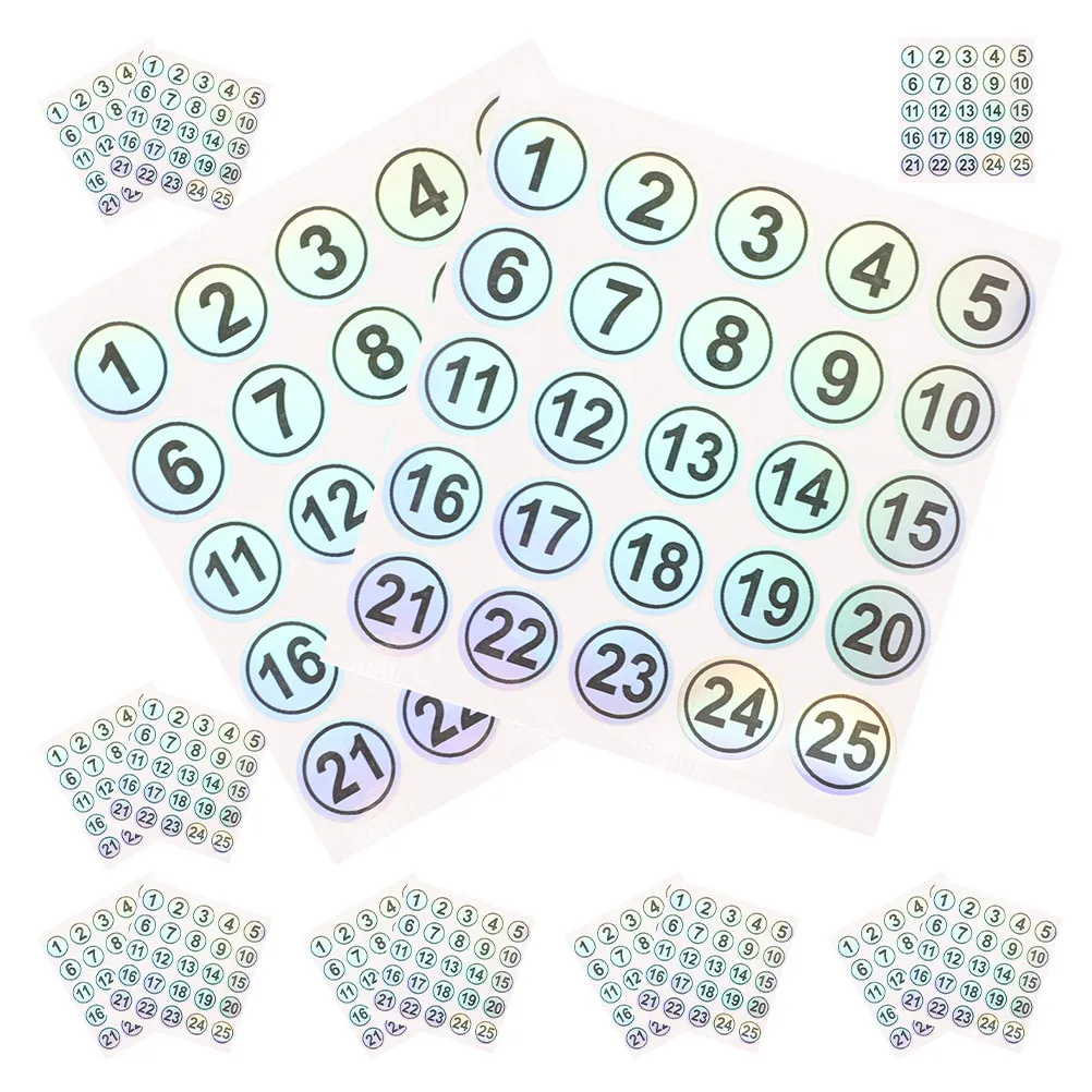 

15 Sheets Waterproof Number Stickers 1-25 Small Round Red Font Tear-Proof Self-Adhesive Labels for Classroom Use Labeling