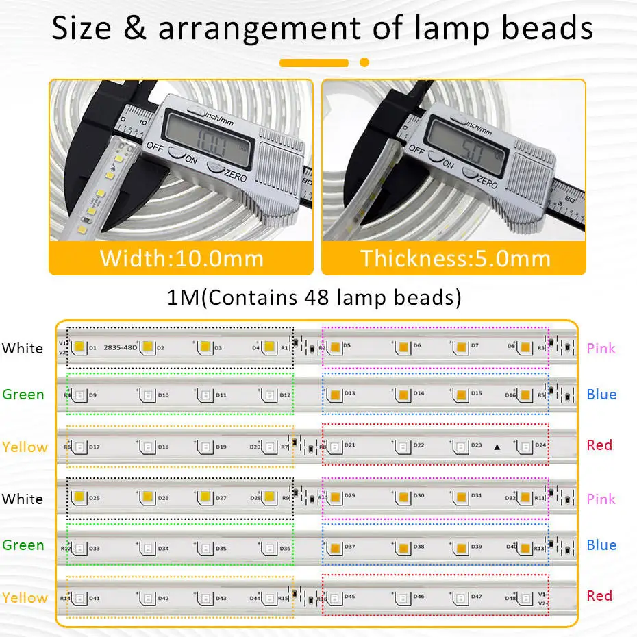 مقاوم للماء 1 متر-100 متر 6 ألوان مطاردة Led قطاع ضوء 2835 SMD المنزل في الهواء الطلق حفلة حديقة الديكور Led الشريط 220 فولت الاتحاد الأوروبي التوصيل