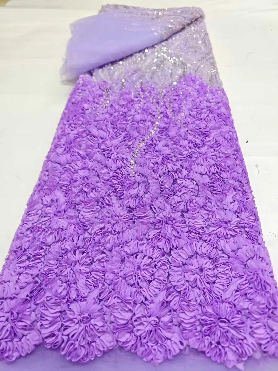 

Luxury African Design French Sequins Lace Embroidery Beads Nigerian Net Tulle Fabric for Wedding Dress New Arrival Hot Sale