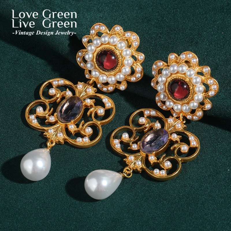 

Vintage Butterfly Drop Pearl Earrings Dangle Purple Glaze Gold Color Luxury Jewelry Statment High Quality Wedding Designer 2025