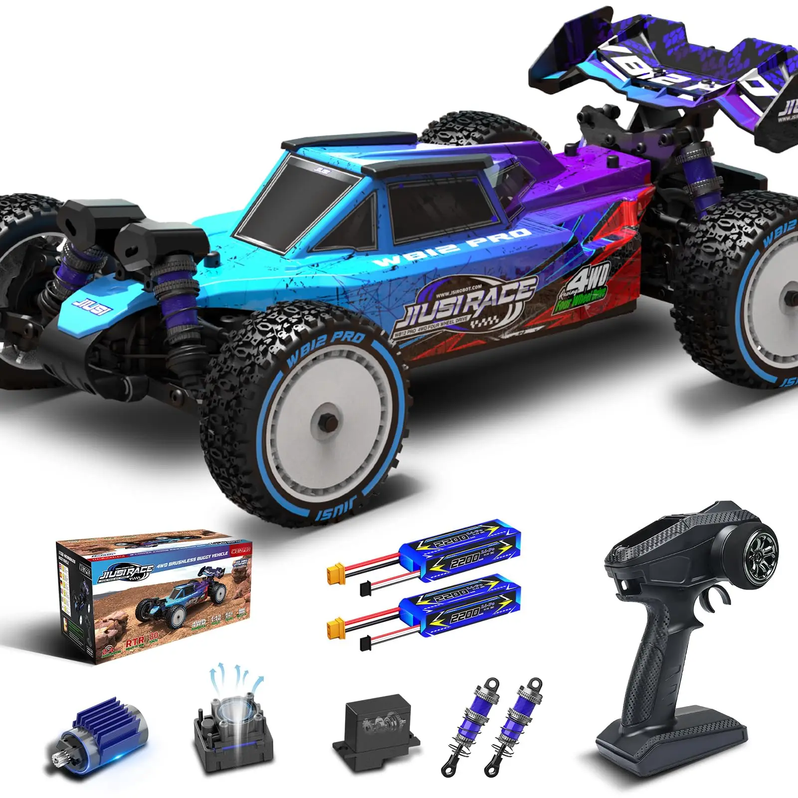 

JIUSI WB12 PRO 1/12 4WD Racing Car 80KM/H Brushless Remote Control Car High Speed Competitive Off-road Car RC Car Toys As Gift