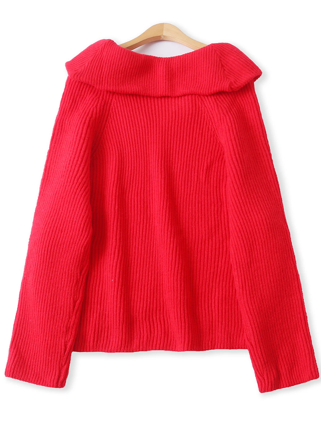 Maglione lungo Sve lavorato a maglia rosso da donna Faionable Loose Fit oulder Insertion Autunno Inverno New Sle Casual Pendolarismo Sle