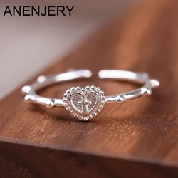 ANENJERY Love Heart Cross Shape Ring for Women New Fashion Adjustable Ring Party Jewelry Birthday Gifts anillos