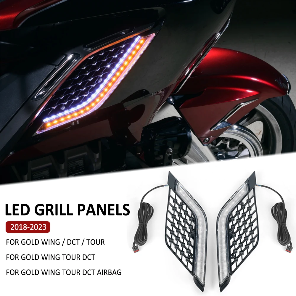 

Motorcycle LED Radiator Grill Panels Decorative Light Turn Signal Lamp For Honda Gold Wing 1800 GL1800 Tour DCT Airbag 2018-2023