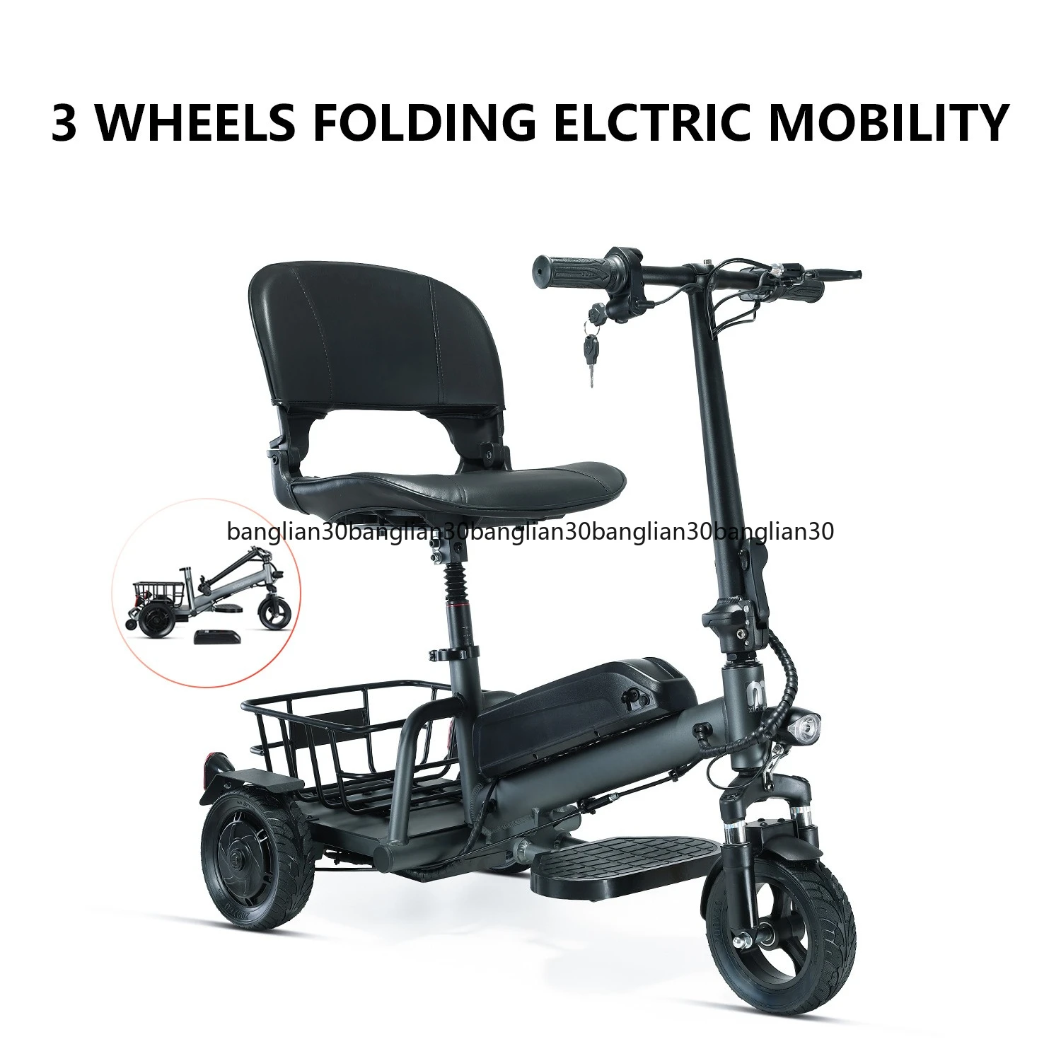 

Aluminum Alloy Lightweight Folding Electric Three-wheeled Scooter for The Elderly Household Lithium Battery Car