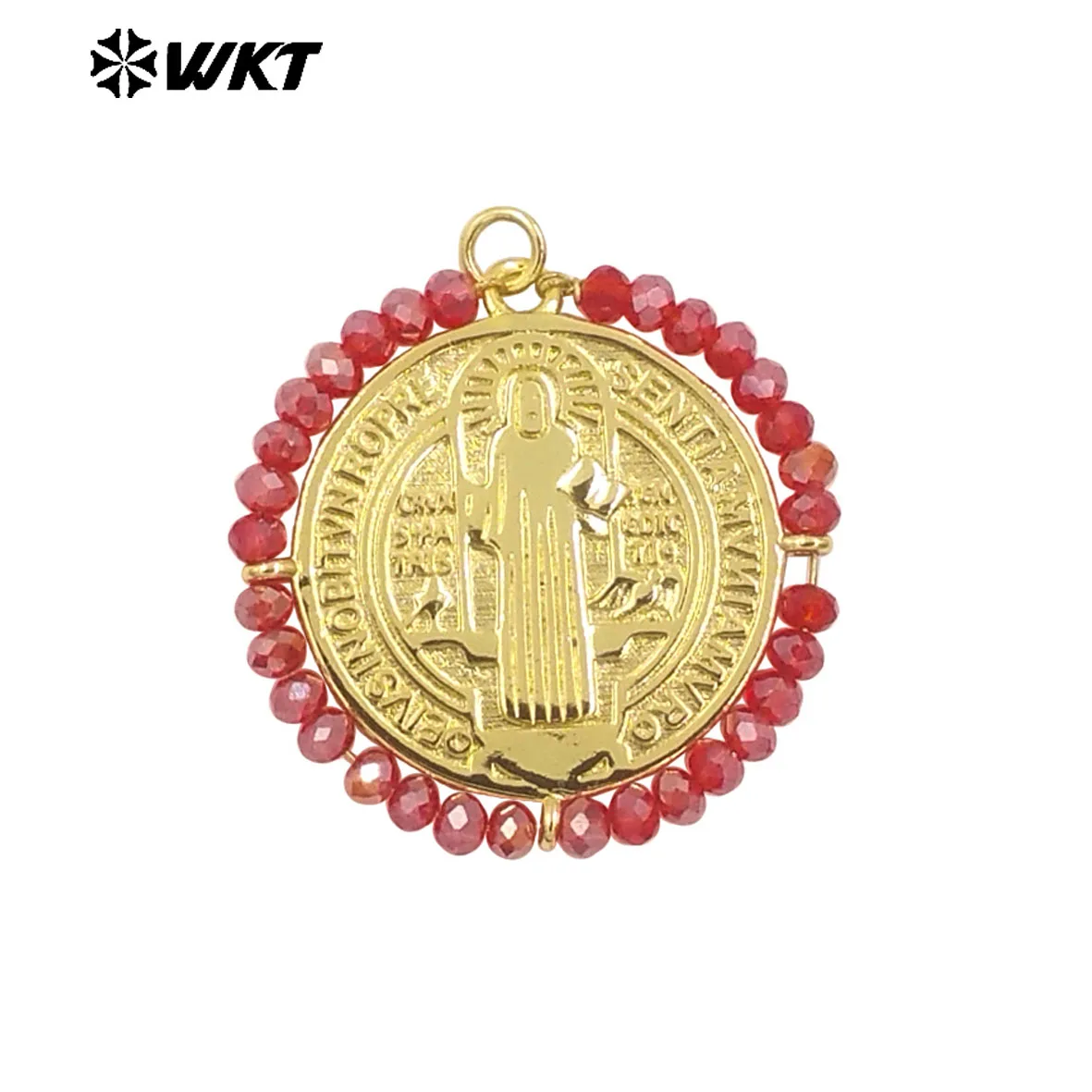 WT-MP298 Classic Religious Pendant With Colored Beads And Yellow Brass For DIY Hand Making Jewelry Sccessories