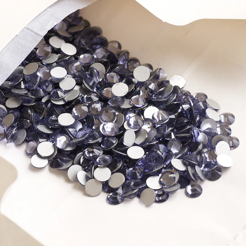 Crystal AB Siam Blue Nail Art Strasssteine, flache Rückseite, glänzende Glas-Nagelsteine, Edelsteine für 3D-Nägel, DIY-Maniküre-Dekorationen – Detail 17