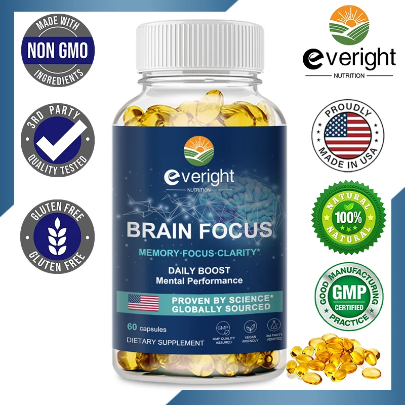 Nootropic Brain Supplement for Memory Focus - Cognitive, Mental Clarity & Mood – Organic Lion's Mane, Ginkgo Biloba & Alpha GPC