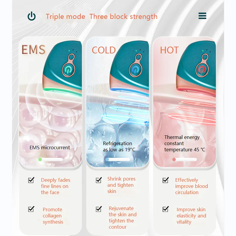 FOMIS-미니 휴대용 충전식 진동 마사지 주름 제거기, 뜨겁고 차가운 얼굴 마사지 목 미용 기기 미용 기기