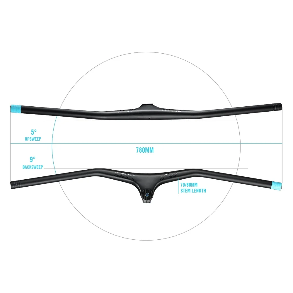 RYET XC Mtb Handlebars And Stem 28.6mm-10Degree Carbon Integrated Handlebar Mountain Bike Handle bar 800mm Bicycle accessories