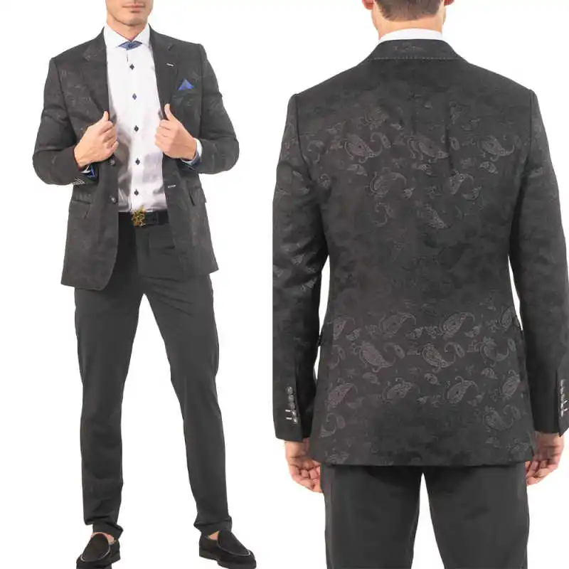 

Classic Jacquard Men Suits 2 Pieces Jacket Pants Notch Lapel Wedding Tuxedos Special Occasion Party Customized