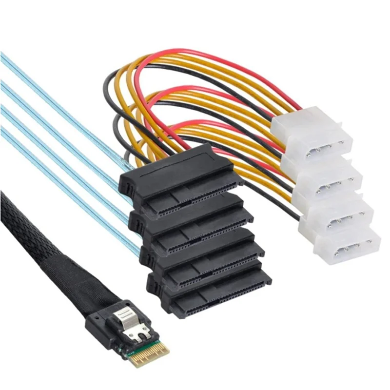 

Кабель ABT-PCIE Slimlineesass4.0 SFF-865444Ii38pin Host для кабеля 4X SFF-8482 Кабель 4X SFF-8482