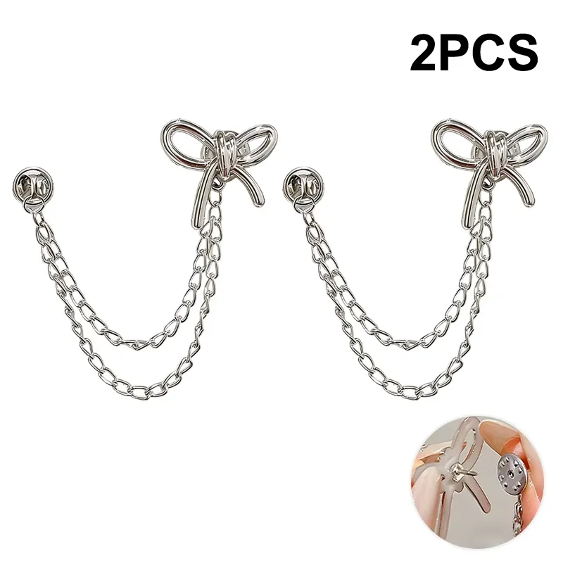 Magnetic Chain Waist Brooch Pearl Bow Star Pin T-shirt Hem Clamp Pants Cuff Fastener Women Daily Clothing Decor Accessories image 5