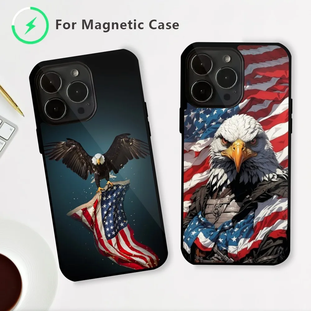 The American Flag  Phone Case For iPhone 15 14 13 12 Mini Pro Max Plus Magnetic Attraction Shell