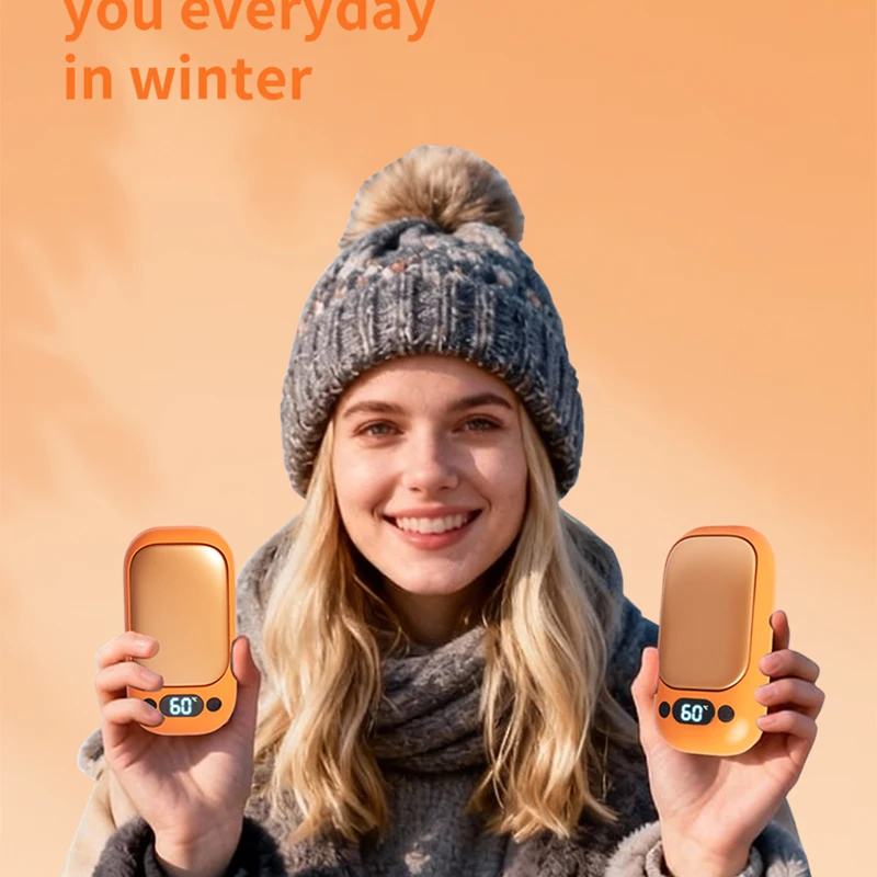 Magnetic Hand Warmer Rechargeable - 4 Colors (Orange/Pink/White/Black) Fast Heating 2-in-1 Pocket Heater for Winter Outdoor