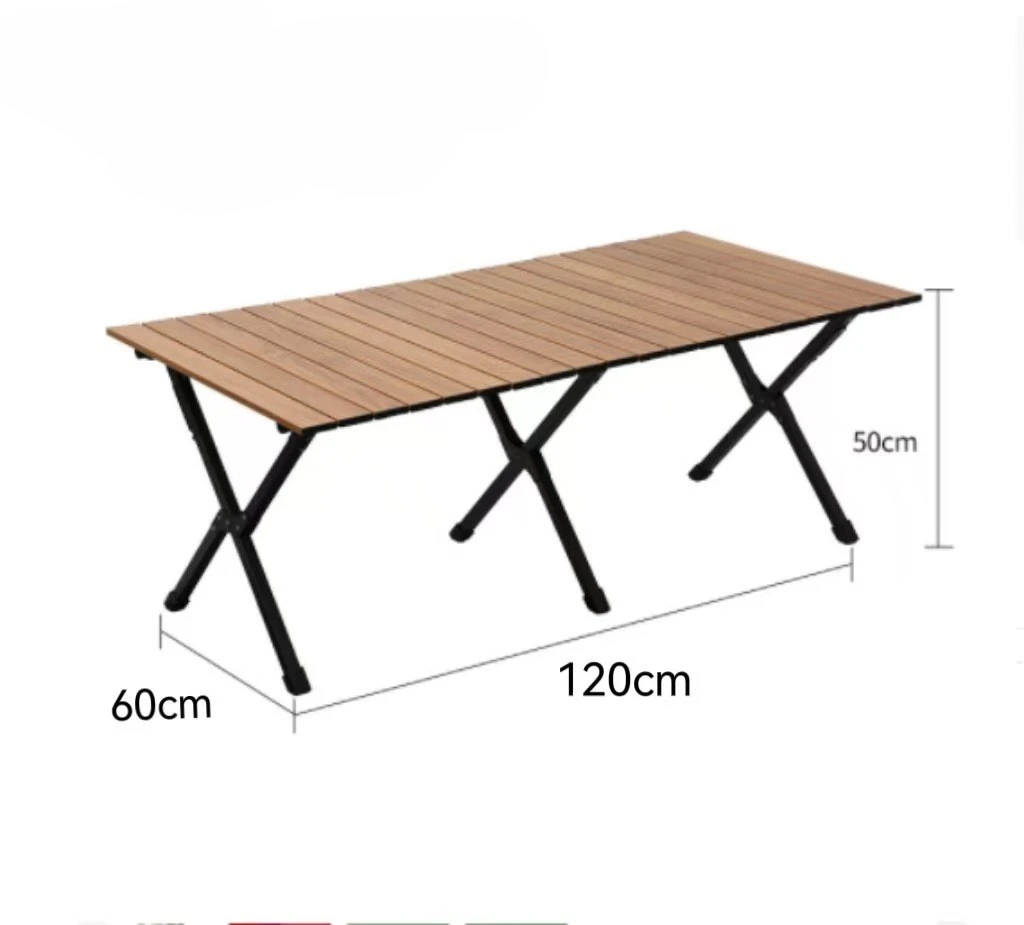 Factory wholesale outdoor folding table aluminum alloy wood grain lift picnic portable camping egg roll table