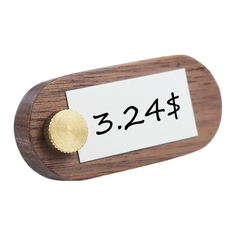 Retail Cost Display Sign Wood Sale Cost Label Signs With Brass Holder Tabletop Merchandise Pricing Display Stand Vintage