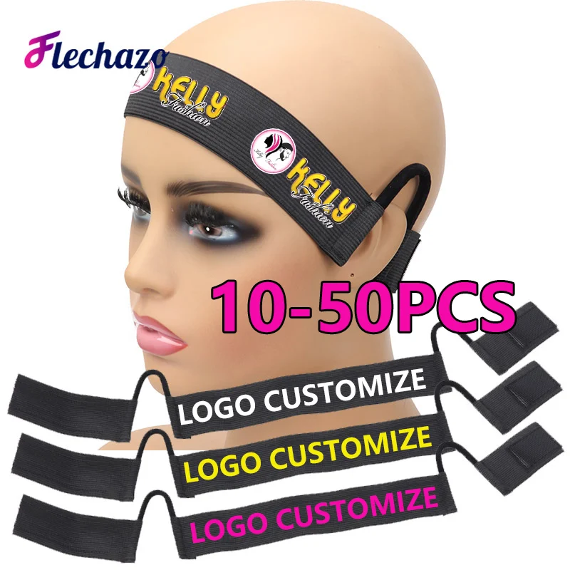 10-50Pcs Lace Melt Band Custom Logo Elastic Band For Wig Edges Wrap 3/3.5/4Cm Wig Band Lace Bands Wholesale Wig Accessories