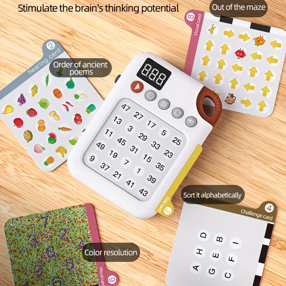 Interaktives Schulte-Gitter-Lernspielzeug für Kinder, Aufmerksamkeitstraining, Fokusverbesserungsmaschine mit sequentiellem Speicher, reagiert
