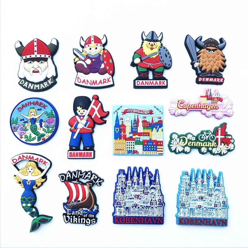 Europe Denmark Rubber Fridge Magnet Tourist Souvenirs Refrigerator Magnetic Stickers Travel collection Gift