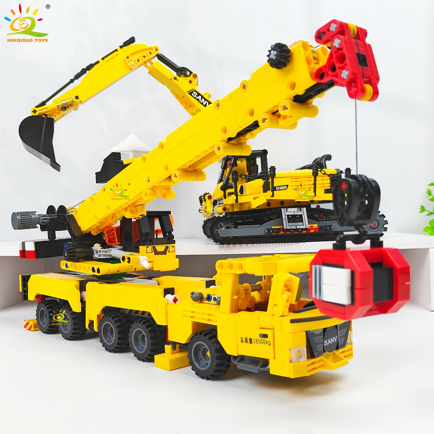 HUIQIBAO MOC Engineering Truck - đánh giá và giá Technical Crane Truck Excavator Blocks