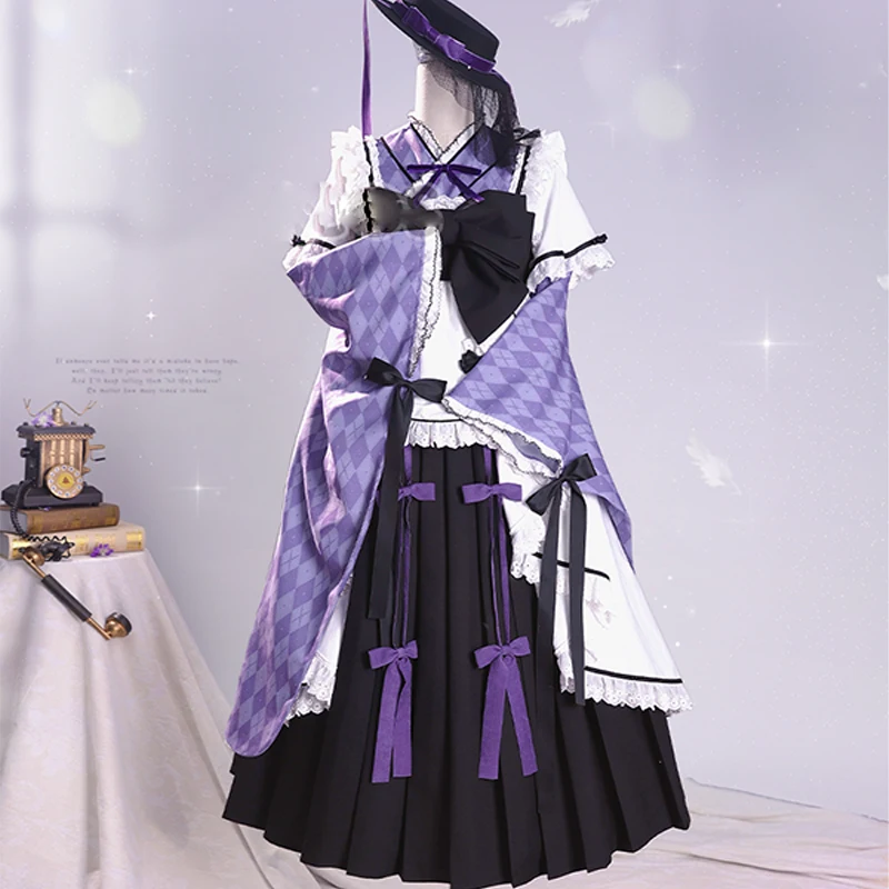 暁美ほむらコスプレ衣装アニメ魔法少女まどかロールプレイロリータスカート S-XL フレンチメイド女性のドレスハロウィンパーティースーツ