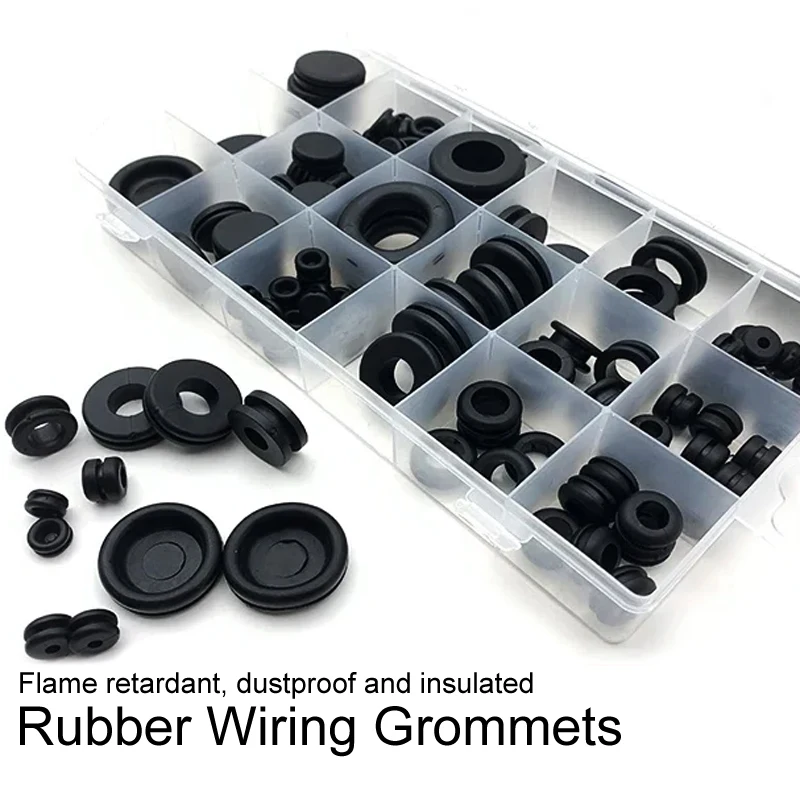 Black rubber sealing protection coil outlet O-ring 45/125/170/295 piece set for protecting wires and cables rubber grommet