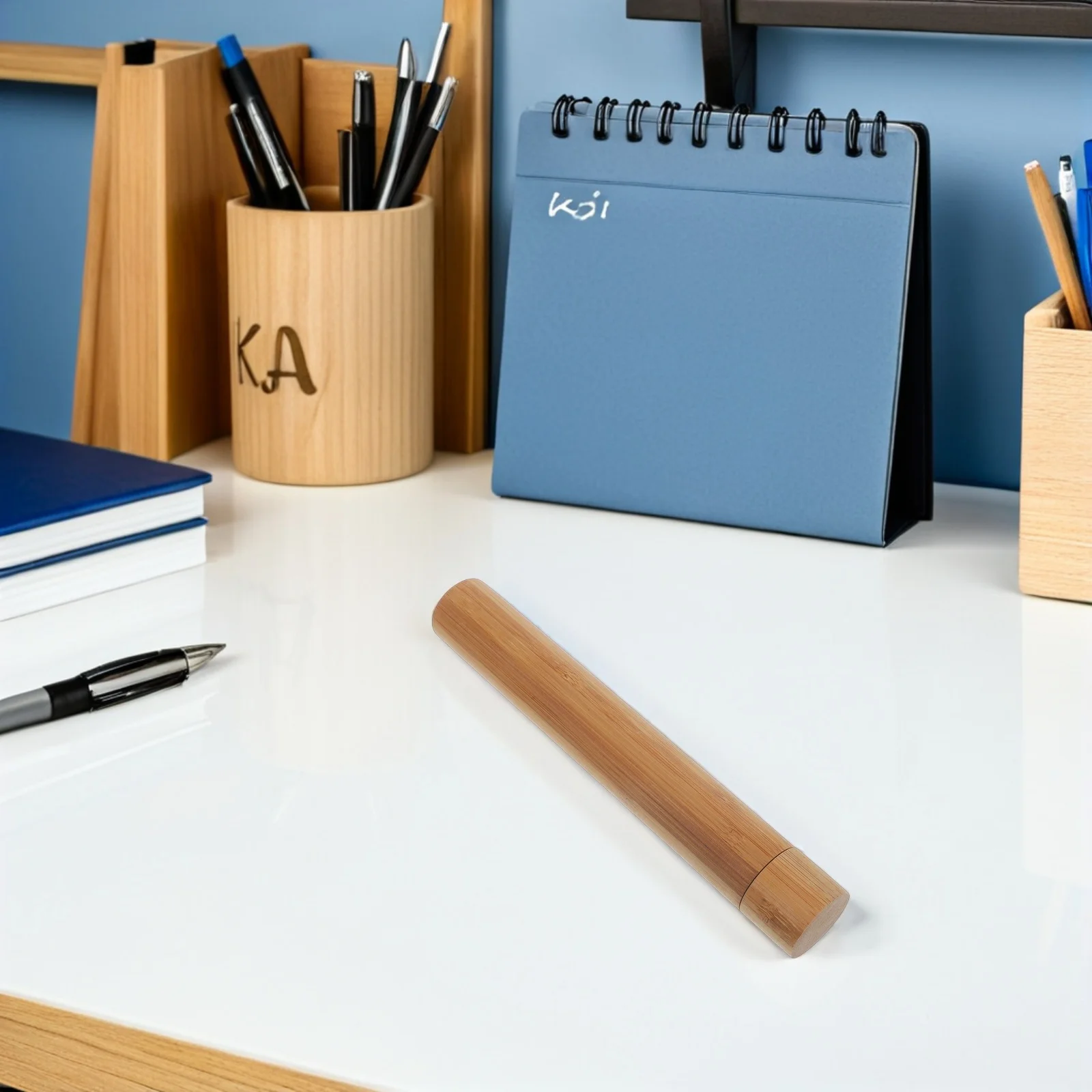 

2Pcs Bamboo Poster Tube Document Storage Tube Sealed Caps Artwork Transport Cylinder Certificate Holder Office Home