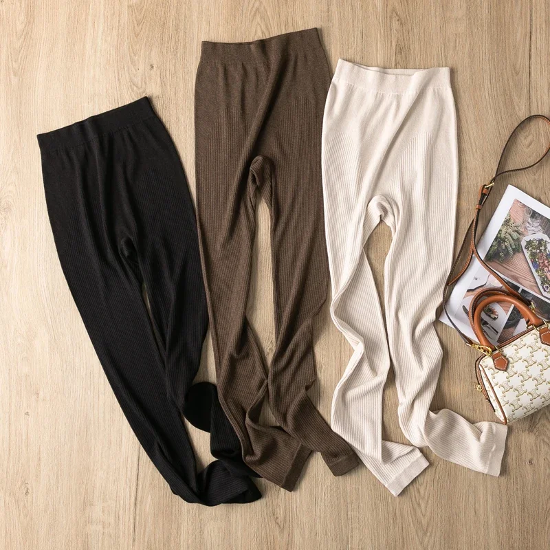 

Leggings Women Autumn Winter Clothing Thermal Slim Pants 5.4% Mulberry Silk Leggings For Women Thread Warm Trousers Pantalon LM